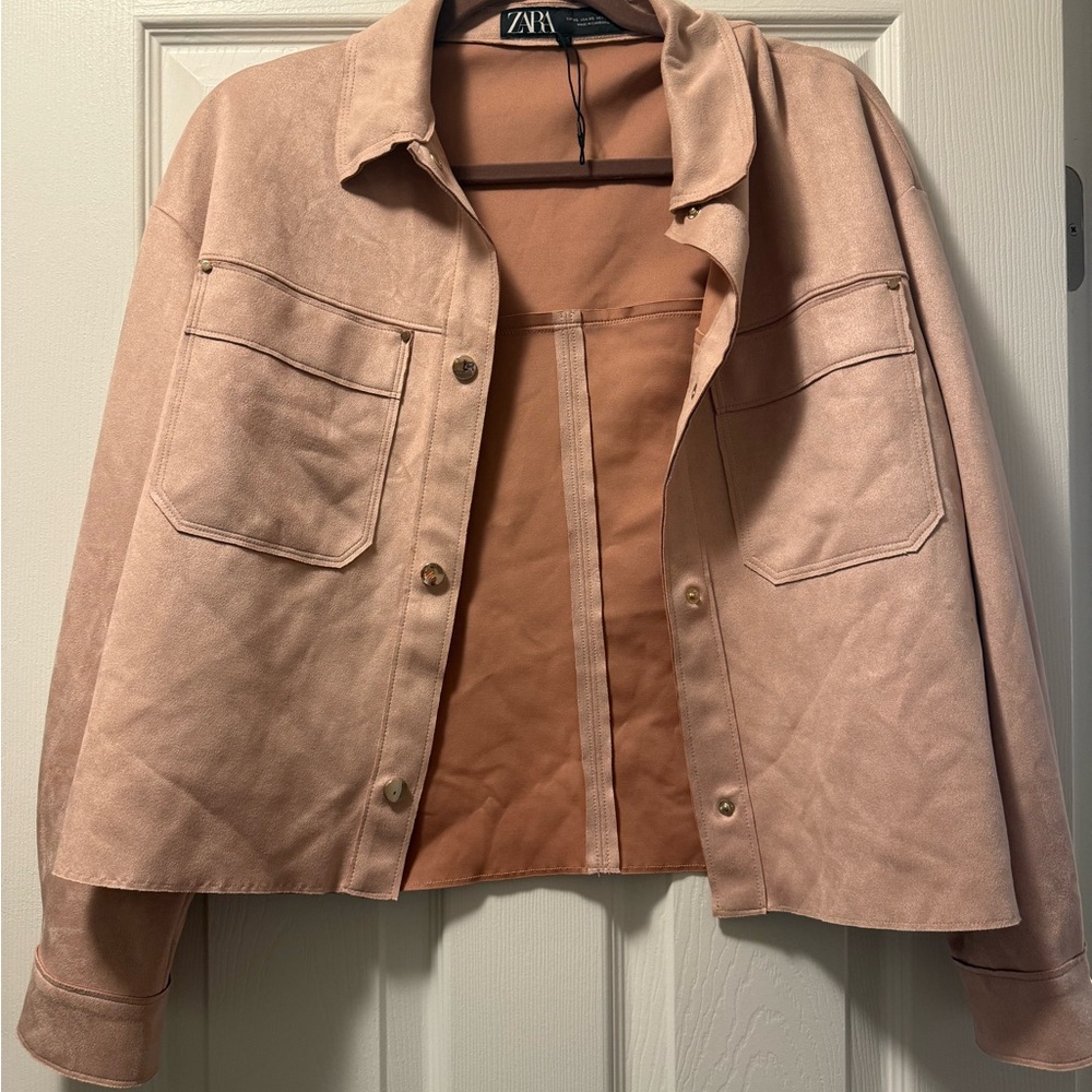 Zara Pink suede Jacket Relaxed Fit